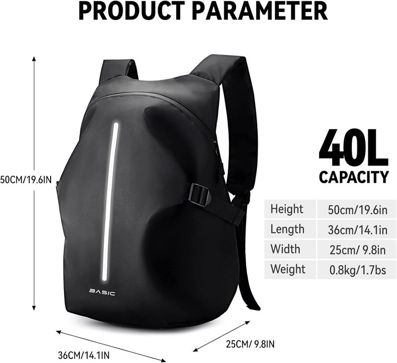 WEPLAN Motorcycle Backpack,Water Resistant Helmet Backpack for Men,Motorcycle Accessories,Travel Backpack - Image 3